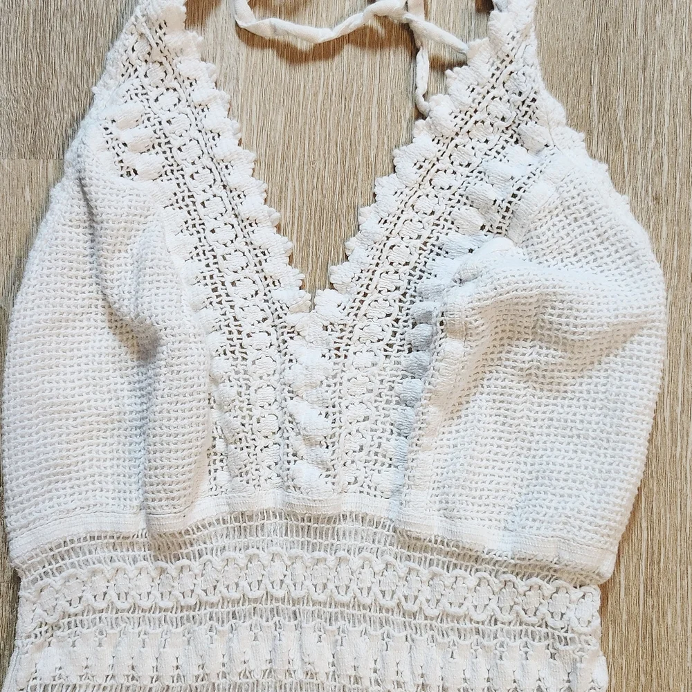 Seaspice Peruvian cotton white cover up tunic dress size S Bohemian Beach - Picture 4 of 9